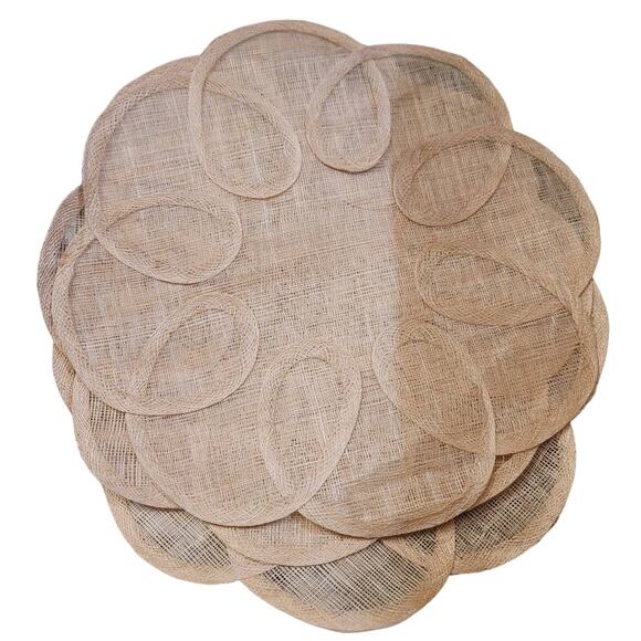 Vintage SET of 4  Raffia Straw Wicker Placemat Home Decor Round Earthtone - Picture 1 of 5